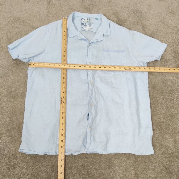 Tenth + Ocean Men's Button Down Blue Shirt Size XL 100% Linen Beach Resort - Picture 7 of 9